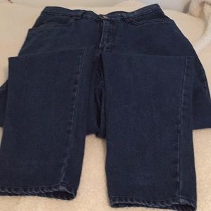 Bill Blass dark blue denim jeans.